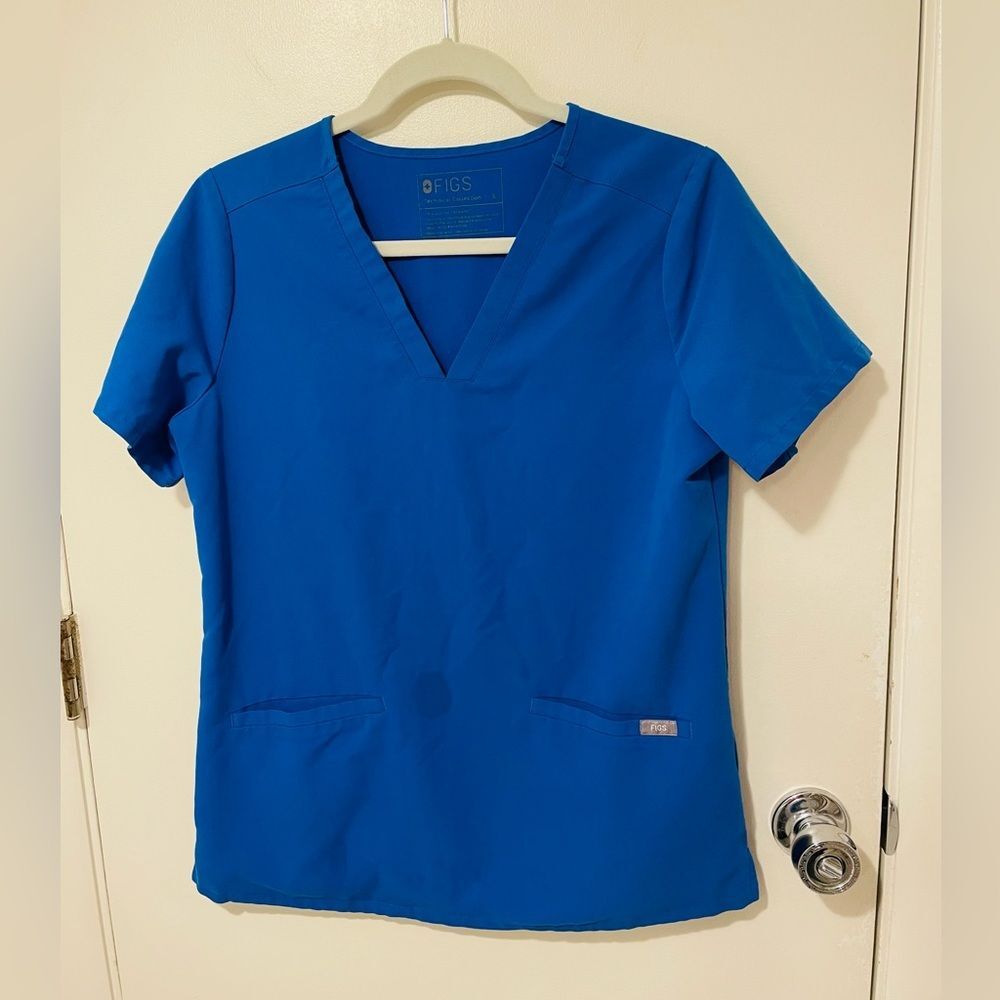 FIGS Casma 3pocket scrub top blue color top shirt uniform sz S technical coll.